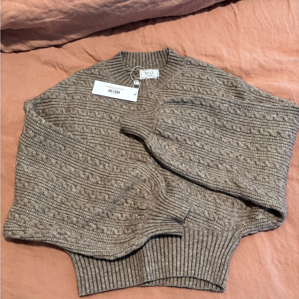Sage The Label Brown Cable Knit Sweater